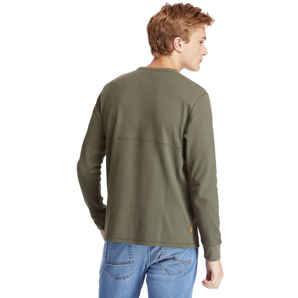 Camisa Timberland Hombre Wharf River Waffle-Knit Henley Verde Oliva - Chile YAS-278310